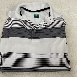 Men's Polo Shirt - White and Gray Stripes